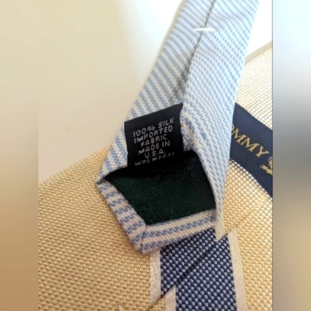 Mens Tommy Hilfiger 100% Silk Blue & Yellow Necktie‎